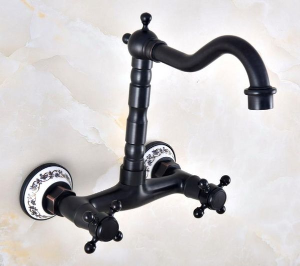 bathroom sink faucets black oil rubbed brass double hole cross handle kitchen basin faucet mixer / cold tap swivel spout 360' dnf816
bathroom sink faucets black oil rubbed brass double hole cross handle kitchen basin faucet mixer / cold tap swivel spout 360' dnf816