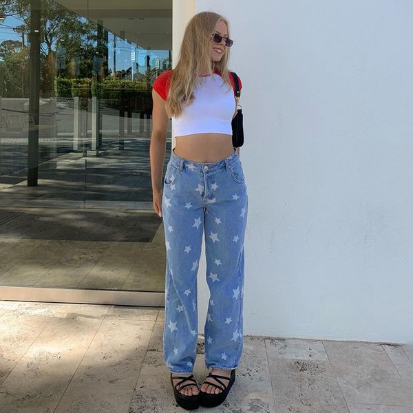 casual star print blue jeans women summer y2k high waist denim long trousers ladies fashion straight pants streetwear, Black;white
casual star print blue jeans women summer y2k high waist denim long trousers ladies fashion straight pants streetwear, Black;white