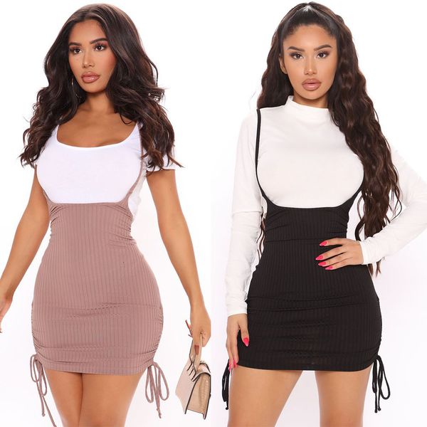 new solid color lace-up slim spaghetti strap mini package hip es spring summer 2021 women fashion vestido 59yd, Black;gray
new solid color lace-up slim spaghetti strap mini package hip es spring summer 2021 women fashion vestido 59yd, Black;gray