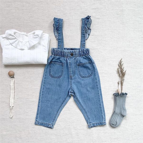 jeans enkelibb girl with strap child denim pants pocket waist toddler autumn winter, Blue
jeans enkelibb girl with strap child denim pants pocket waist toddler autumn winter, Blue