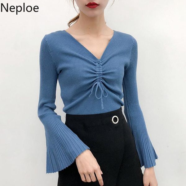 women's sweaters neploe flare sleeve knit pullover fashion drawstring lace up autumn winter sweater women 2021 slim jumpers pull femme, White;black
women's sweaters neploe flare sleeve knit pullover fashion drawstring lace up autumn winter sweater women 2021 slim jumpers pull femme, White;black