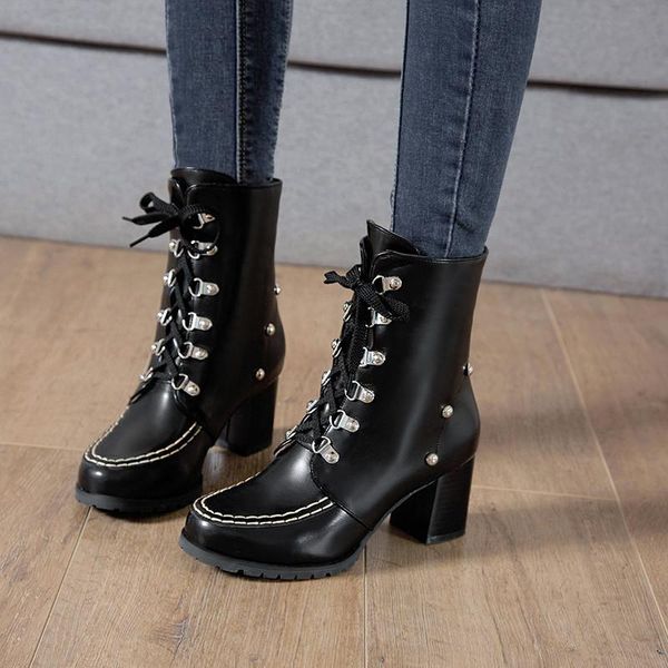 boots ymechic fashion black lace up biker women rivet design white pink wedding shoes winter motorcycle high heels ankle
boots ymechic fashion black lace up biker women rivet design white pink wedding shoes winter motorcycle high heels ankle