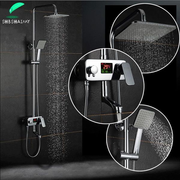 shbshaimy digital display chrome bathroom shower faucet wall mounted 8'' square rainfall shower head cold bath set
shbshaimy digital display chrome bathroom shower faucet wall mounted 8'' square rainfall shower head cold bath set