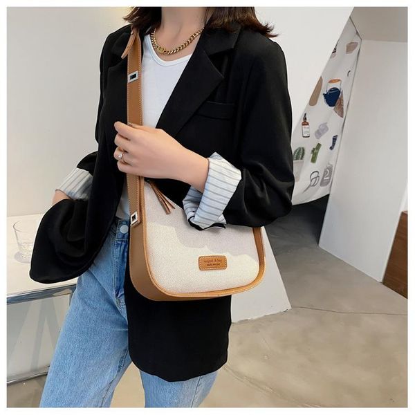 evening bags canvas fashion niche design 2021 texture messenger bag wide shoulder strap one-shoulder saddle lady underarm