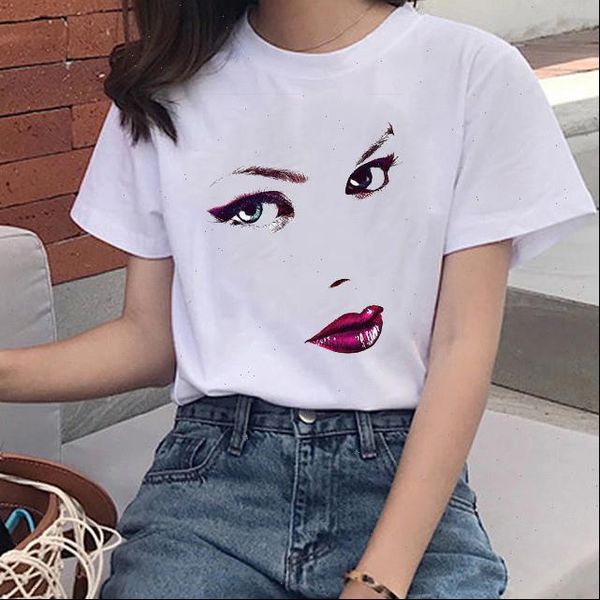 face makeup printed t shirt girls women t shirts harajuku aesthetic casual cotton tshirt femme graphic vintage, White
face makeup printed t shirt girls women t shirts harajuku aesthetic casual cotton tshirt femme graphic vintage, White