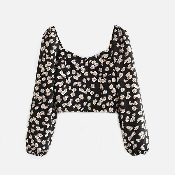 women's blouses & shirts daisy printed crop long sleeve square collar fashion blouse female 2021 spring summer korean sweet lady clothe, White
women's blouses & shirts daisy printed crop long sleeve square collar fashion blouse female 2021 spring summer korean sweet lady clothe, White