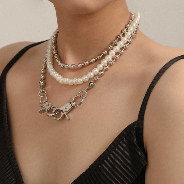 fashion creative jewelry, simple personality, multi-layer pearl street racket, double button alloy necklace, f, Silver
fashion creative jewelry, simple personality, multi-layer pearl street racket, double button alloy necklace, f, Silver