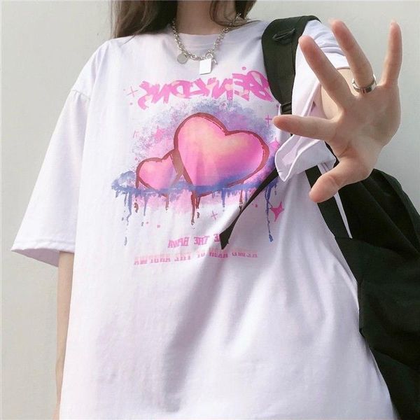 women's t-shirt ins summer anime harajuku wind streetwear kawaii love pattern casual t-shirts loose oversized women y2k, White
women's t-shirt ins summer anime harajuku wind streetwear kawaii love pattern casual t-shirts loose oversized women y2k, White