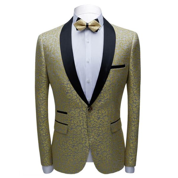 men's suits & blazers casual slim men fit gold jacquard shawl lapel tuxedo jacket banquet party prom stage costume singer host wedding, White;black
men's suits & blazers casual slim men fit gold jacquard shawl lapel tuxedo jacket banquet party prom stage costume singer host wedding, White;black