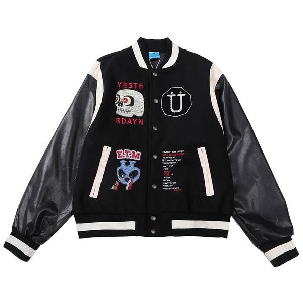 men's jackets skull embroidery baseball jacket coat men oversized patchwork college varsity streetwear hip hop harajuku retro gothic, Black;brown
men's jackets skull embroidery baseball jacket coat men oversized patchwork college varsity streetwear hip hop harajuku retro gothic, Black;brown