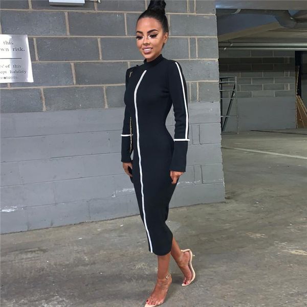 casual dresses 2021 spring black and white high street women elegant bodycon midi mujer offic ladies fashion thin dr, Black;gray
casual dresses 2021 spring black and white high street women elegant bodycon midi mujer offic ladies fashion thin dr, Black;gray