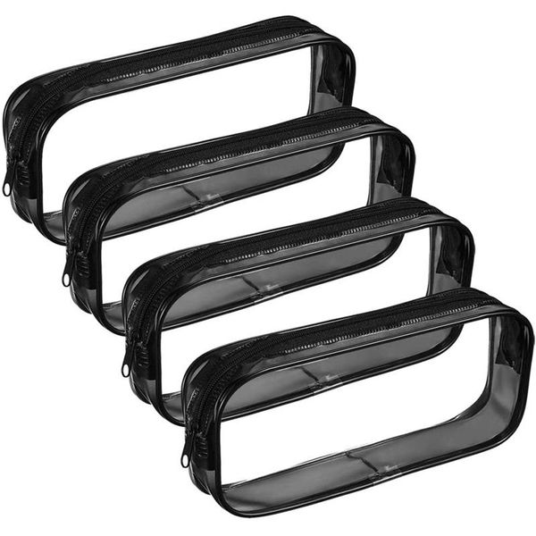 4 pcs clear pencil bag, black pvc pencil case transparent exam pen case clear makeup with zipper
4 pcs clear pencil bag, black pvc pencil case transparent exam pen case clear makeup with zipper