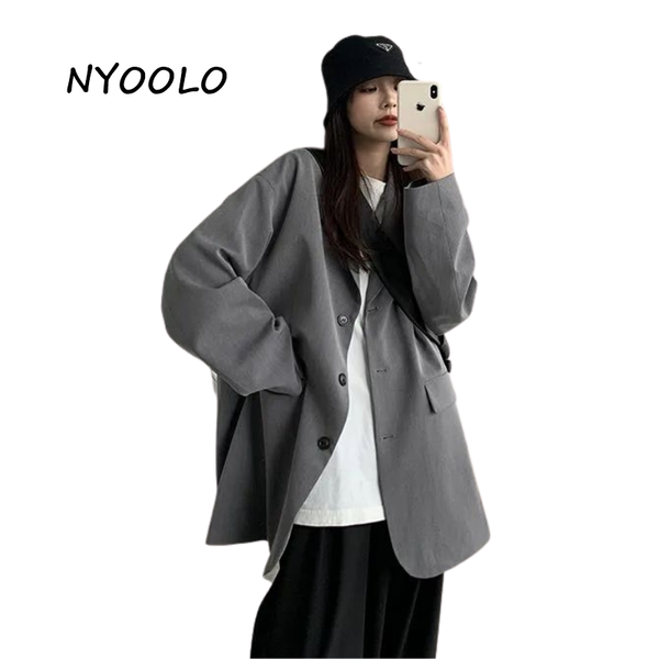 women's suits & blazers nyoolo harajuku style big pockets single breasted long sleeve blazer jacket women clothes spring autumn office, White;black
women's suits & blazers nyoolo harajuku style big pockets single breasted long sleeve blazer jacket women clothes spring autumn office, White;black