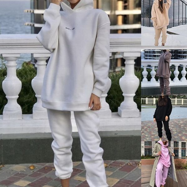 two pieces casual fleece training suit sets oversized hooded long mouths women hoodie pak winter solid sport broek dame set, Gray
two pieces casual fleece training suit sets oversized hooded long mouths women hoodie pak winter solid sport broek dame set, Gray