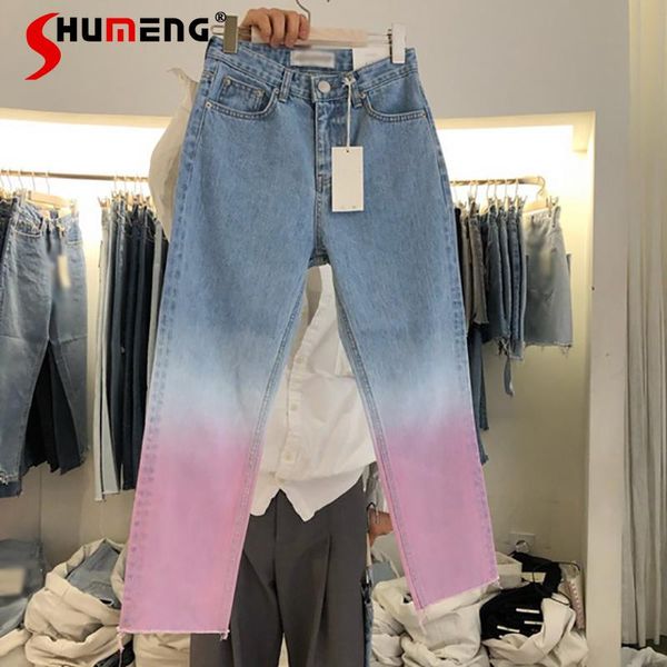women's jeans korean style unique design gradient tie-dye 2021 summer ladies fashion simple straight full length denim pants, Blue
women's jeans korean style unique design gradient tie-dye 2021 summer ladies fashion simple straight full length denim pants, Blue