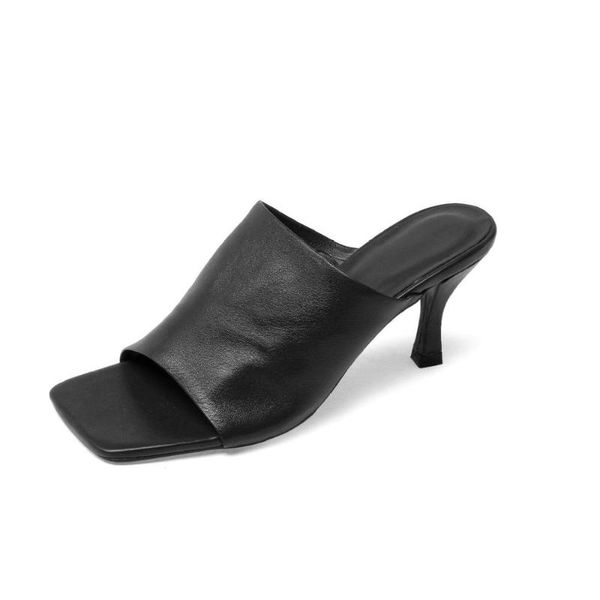 slippers style summer soft sheepskin women's square toe slim high heels ladies mueller shoes, Black
slippers style summer soft sheepskin women's square toe slim high heels ladies mueller shoes, Black