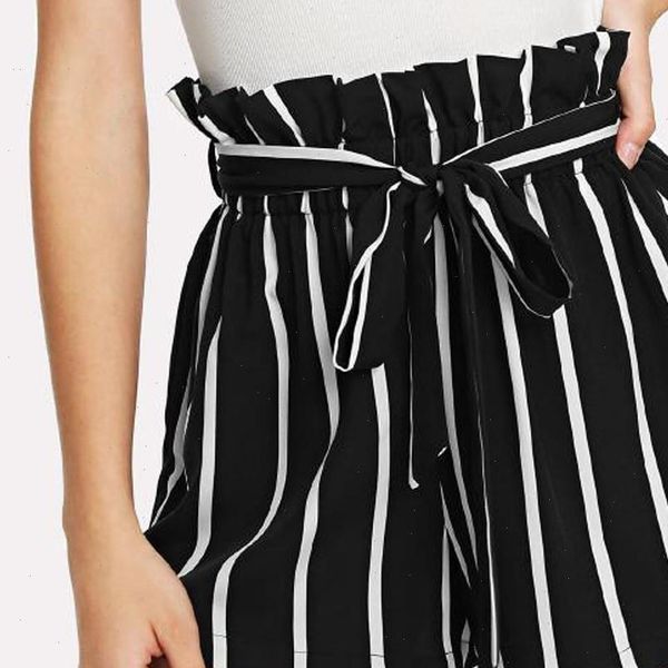 women lady paper pocket pleated waist buttoned belt knot striped shorts women summer casual mini shorts, White;black
women lady paper pocket pleated waist buttoned belt knot striped shorts women summer casual mini shorts, White;black