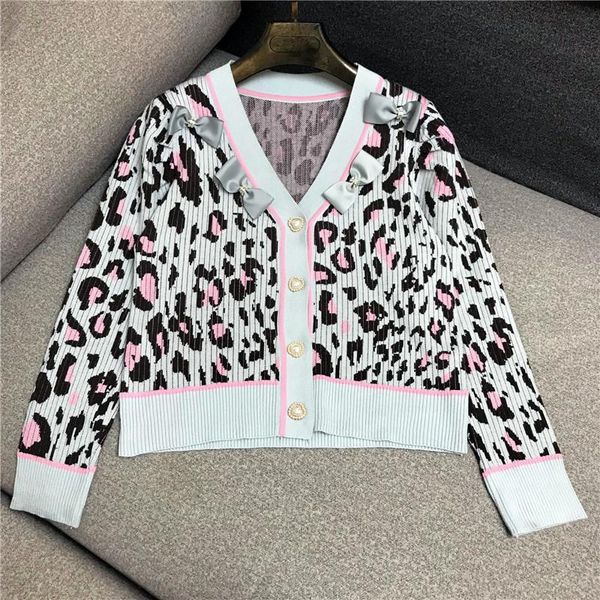 women's knits & tees 2021 autumn sweater womens bow decoration slim-fit pink leopard print knitted cardigan temperament coat female, White
women's knits & tees 2021 autumn sweater womens bow decoration slim-fit pink leopard print knitted cardigan temperament coat female, White