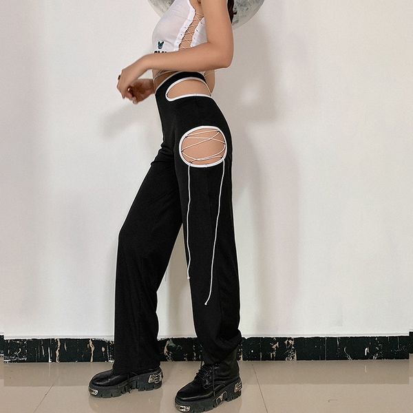 streetwear high waist loose hollow out pants women gothic bandage splice trousers female fashion casual pants, Black;white
streetwear high waist loose hollow out pants women gothic bandage splice trousers female fashion casual pants, Black;white