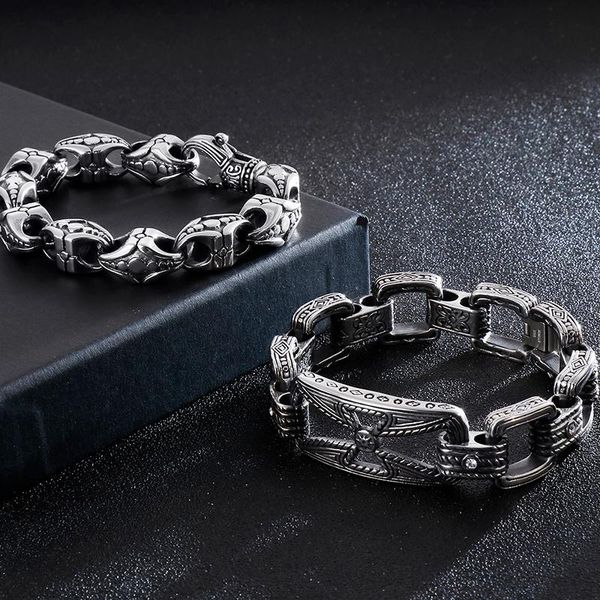 link, chain vintage man bracelet 316l stainless steel handles for men titanium cross bangle friendship male jewelry birthday gifts viking, Black
link, chain vintage man bracelet 316l stainless steel handles for men titanium cross bangle friendship male jewelry birthday gifts viking, Black