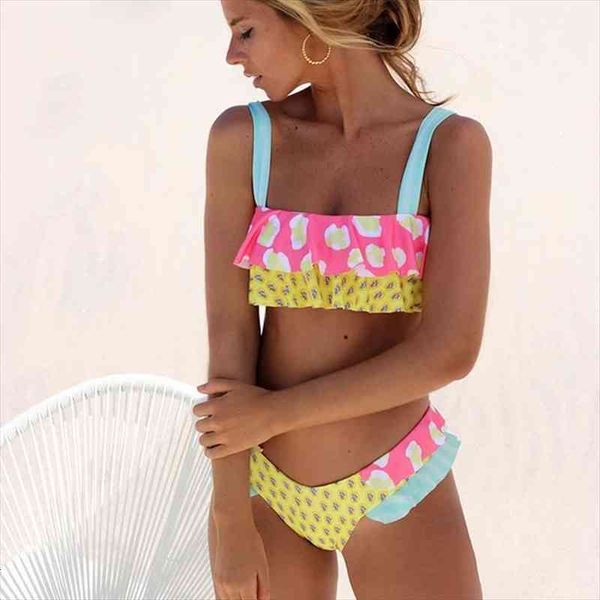 swimwear woman printed ruffles mini thong bikini sets two-piece bathing suit female triangle beachwear summer biquini, White;black
swimwear woman printed ruffles mini thong bikini sets two-piece bathing suit female triangle beachwear summer biquini, White;black