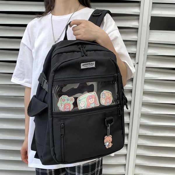 backpack 2021 fashion women nylon waterproof feminina patchwork transparent school bags for teenage girls men black bookbag
backpack 2021 fashion women nylon waterproof feminina patchwork transparent school bags for teenage girls men black bookbag