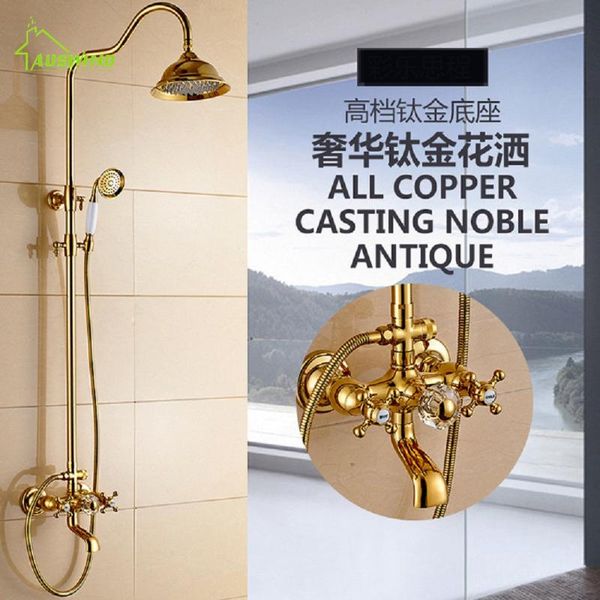 gold crystal antique and cold mixer hand water tap rain shower system luxury solid brass wall-mounted bathroom shower set
gold crystal antique and cold mixer hand water tap rain shower system luxury solid brass wall-mounted bathroom shower set