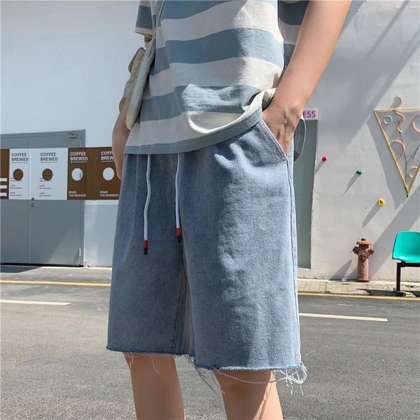 summer denim shorts men korean casual loose straight denim half pants men's harajuku streetwear retro elastic waist shorts, Blue
summer denim shorts men korean casual loose straight denim half pants men's harajuku streetwear retro elastic waist shorts, Blue