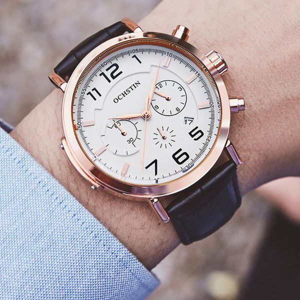 wristwatches ochstin fashion men watches analog quartz 30m waterproof chronograph sport date leather band montre homme, Slivery;brown
wristwatches ochstin fashion men watches analog quartz 30m waterproof chronograph sport date leather band montre homme, Slivery;brown