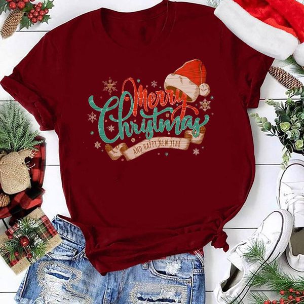 women's t-shirt merry christmas letter print tshirt casual loose streetwear t-shirts women short sleeve pullover t shirt, White
women's t-shirt merry christmas letter print tshirt casual loose streetwear t-shirts women short sleeve pullover t shirt, White