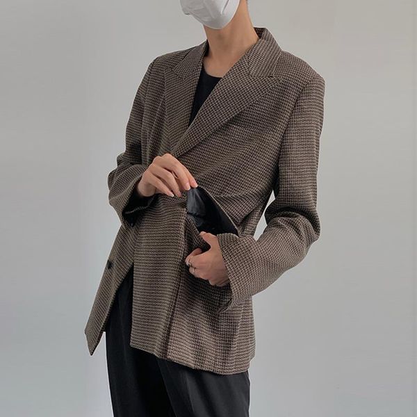 men's suits & blazers wear tide koean casual vintage plaid slit suit coat for male 2021 autumn loose simple long sleeve, White;black
men's suits & blazers wear tide koean casual vintage plaid slit suit coat for male 2021 autumn loose simple long sleeve, White;black