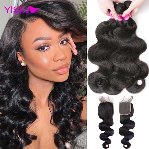 human hair bulks yisea body wave bundles with closure brazilian weave lace 4x4 remy bundle, Black
human hair bulks yisea body wave bundles with closure brazilian weave lace 4x4 remy bundle, Black