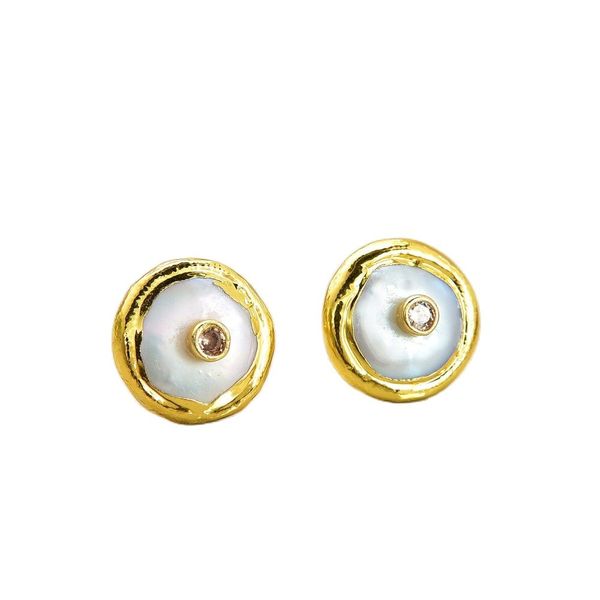 guaiguai jewelry 16mm freshwater white coin pearl golden plated stud clear cz earrings for women real gems stone lady fashion jewellry, Silver
guaiguai jewelry 16mm freshwater white coin pearl golden plated stud clear cz earrings for women real gems stone lady fashion jewellry, Silver