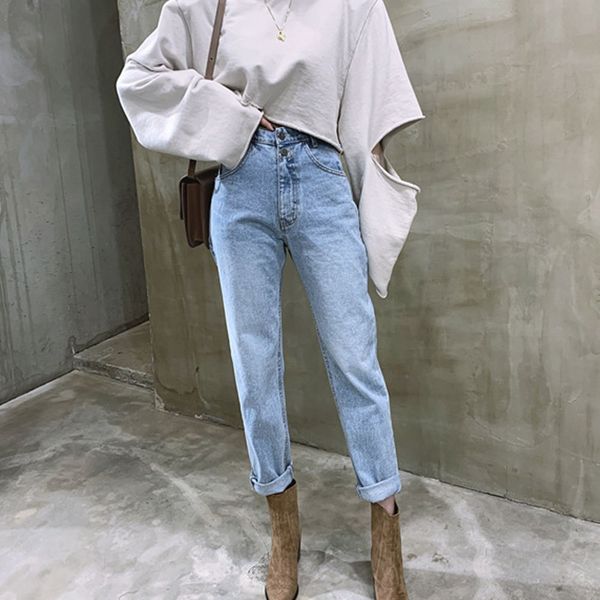 vintage new high waist women straight pant solid color streetwear loose female denim zipper ladies trouser jeans 2021 klfd, Blue
vintage new high waist women straight pant solid color streetwear loose female denim zipper ladies trouser jeans 2021 klfd, Blue