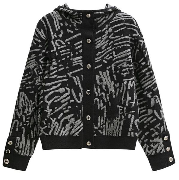 21 2022 milan runway spring summer brand same style sweater hooded black long sleeve womens cardigan yidao, White;black
21 2022 milan runway spring summer brand same style sweater hooded black long sleeve womens cardigan yidao, White;black