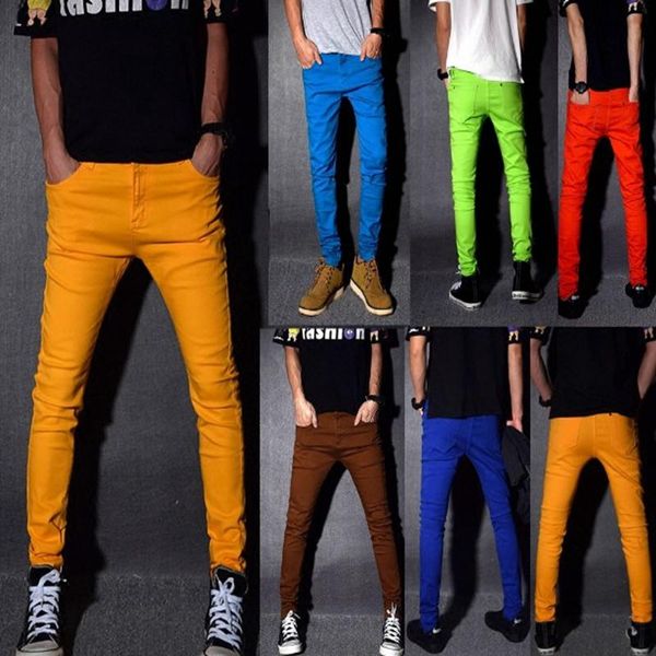 men's jeans korean version of candy color pencil pants fashion stage bright stretch slim, Blue
men's jeans korean version of candy color pencil pants fashion stage bright stretch slim, Blue