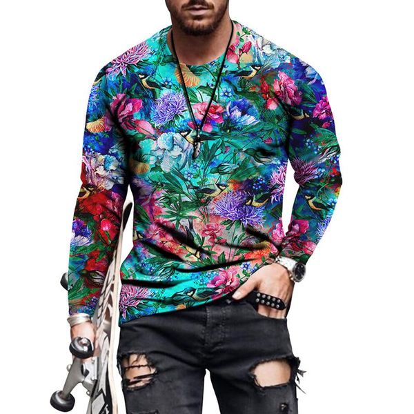 men's t-shirts 2021 spring and autumn fashion sweater casual long-sleeved o-neck pullover male bird totem 3d printed shirt street wear, White;black 
men's t-shirts 2021 spring and autumn fashion sweater casual long-sleeved o-neck pullover male bird totem 3d printed shirt street wear, White;black