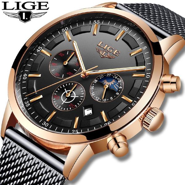 wristwatches lige men stainless steel mesh quartz watch waterproof multi-function chronograph date display wristwatch gold relogio, Slivery;brown
wristwatches lige men stainless steel mesh quartz watch waterproof multi-function chronograph date display wristwatch gold relogio, Slivery;brown