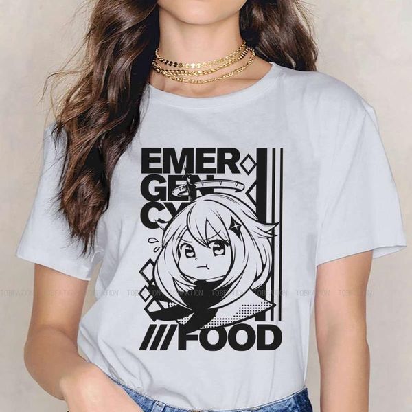 women's t-shirt emergency food paimon classic female shirts genshin impact oversized vintage women tshirts harajuku casual feminine blu, White 
women's t-shirt emergency food paimon classic female shirts genshin impact oversized vintage women tshirts harajuku casual feminine blu, White