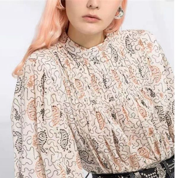2021 spring and autumn new loose fashion printed organ pleated long sleeve small high collar casual shirt women 5yul, White
2021 spring and autumn new loose fashion printed organ pleated long sleeve small high collar casual shirt women 5yul, White