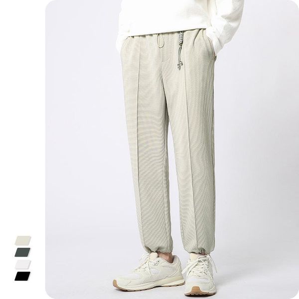 men's pants j2183 men waffle fashion trendy simple luxury youth sport casual elastic waist drawstring tie feet trousers, Black
men's pants j2183 men waffle fashion trendy simple luxury youth sport casual elastic waist drawstring tie feet trousers, Black