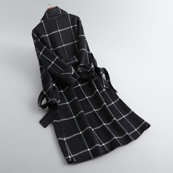 women's wool & blends 2021 women coat outerwear winter clothing fashion warm woolen female long elegant single button plaid y505, Black
women's wool & blends 2021 women coat outerwear winter clothing fashion warm woolen female long elegant single button plaid y505, Black