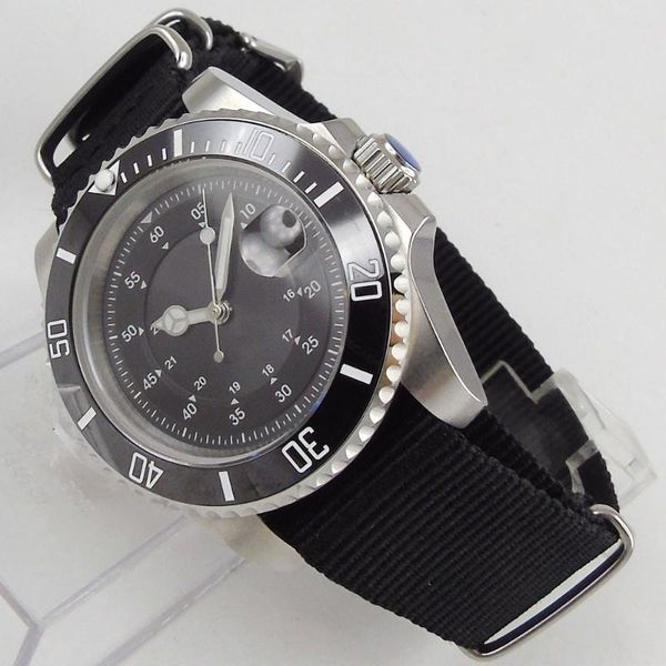 wristwatches 40mm black sterile dial sapphire glass miyota nylon strap date window automatic movement self winding mens watch, Slivery;brown
wristwatches 40mm black sterile dial sapphire glass miyota nylon strap date window automatic movement self winding mens watch, Slivery;brown