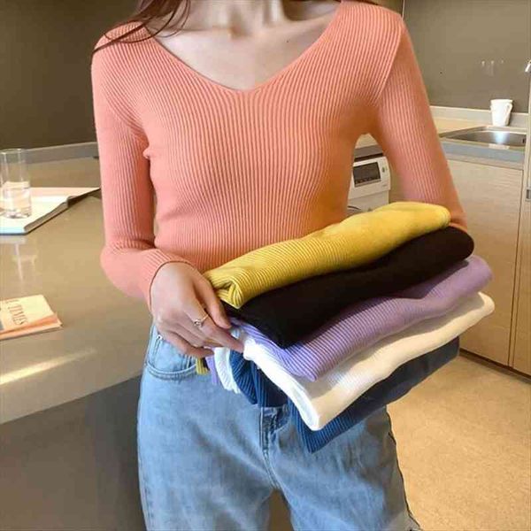 elastic autumn winter knitted ribbed women sweater pullovers full sleeve v neck slim jumper solid shirt casual warm, White;black
elastic autumn winter knitted ribbed women sweater pullovers full sleeve v neck slim jumper solid shirt casual warm, White;black