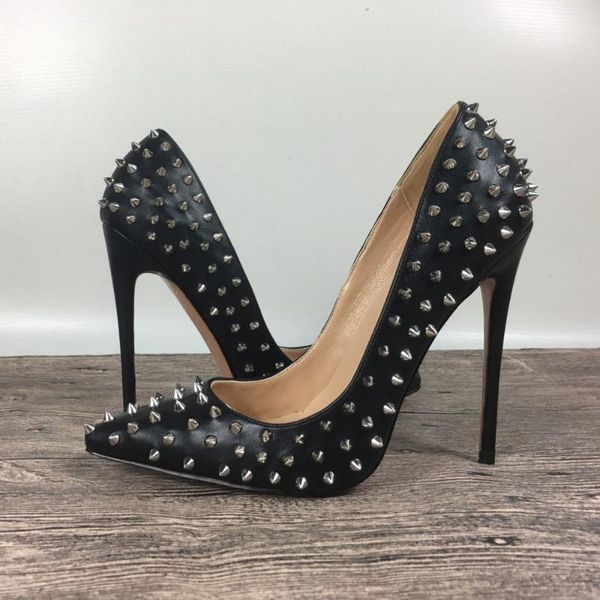 new women's black high-heeled rivet shoes female high heels exclusive patent brand pu leather ms. 10cm 12cm thin heels party 56 
new women's black high-heeled rivet shoes female high heels exclusive patent brand pu leather ms. 10cm 12cm thin heels party 56