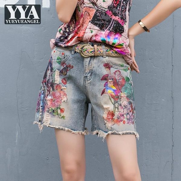 women's shorts summer high waist pants women straight loose fit classic denim vintage printed hole ripped casual mini, White;black
women's shorts summer high waist pants women straight loose fit classic denim vintage printed hole ripped casual mini, White;black