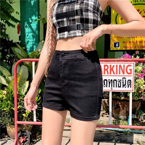 women's shorts ailegogo 2021 women skinny single button black blue jeans high waist casual female slim fit solid color denim, White;black
women's shorts ailegogo 2021 women skinny single button black blue jeans high waist casual female slim fit solid color denim, White;black