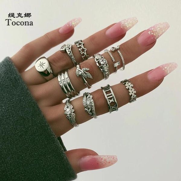 cluster rings tocona 12pcs/set bohemian star flowers silver color sets for women men leaf letter shiny crystal stone jewelry gift 14306, Golden;silver
cluster rings tocona 12pcs/set bohemian star flowers silver color sets for women men leaf letter shiny crystal stone jewelry gift 14306, Golden;silver
