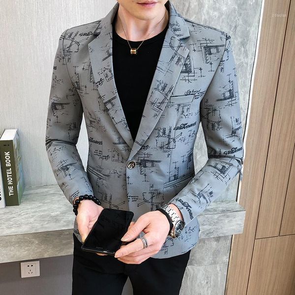 men's suits & blazers blazer for men 2021 autumn printed suit jacket tuxedo korean slim fit wedding business party clothing, White;black
men's suits & blazers blazer for men 2021 autumn printed suit jacket tuxedo korean slim fit wedding business party clothing, White;black