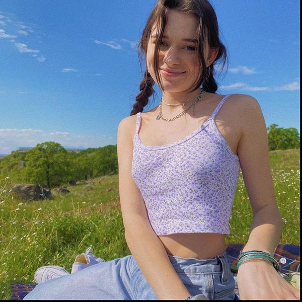 women summer vest sling floral vest vintage style crop and purple flower print tank femlae mujer camisetas, White
women summer vest sling floral vest vintage style crop and purple flower print tank femlae mujer camisetas, White